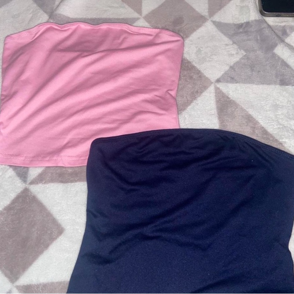 Pink and Navy Blue Tube Tops
